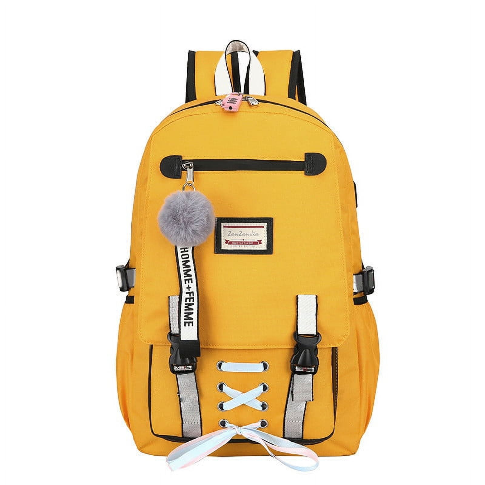 (Yellow) Fashionable School Bags for Teenage Girls Backpack