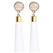 SIMYOUNG Women Fashion Bohemian Earrings Jewelry Long Tassel Fringe Boho Hoop Drop Dangle Super Long Funky Tassel Chandelier Dangle White