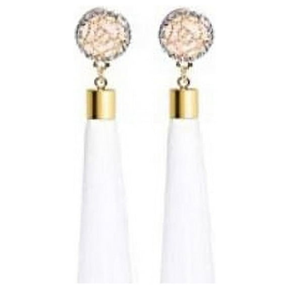 Women Fashion Bohemian Earrings Jewelry Long Tassel Fringe Boho Hoop Drop Dangle Super Long Funky Tassel Chandelier Dangle White