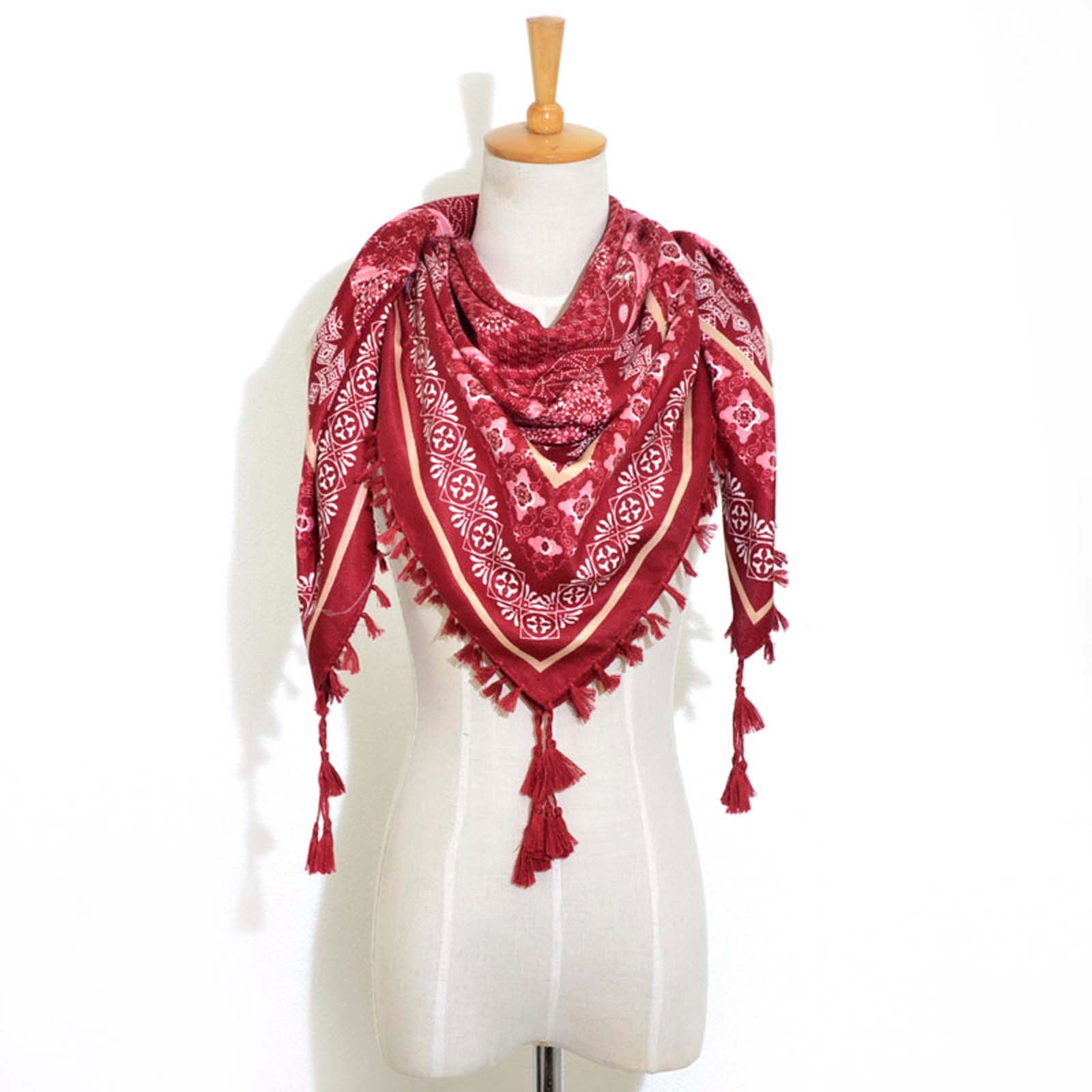 Women Fashion Bohemian Scarf Ethnic Style Tie Tassel Scarf Large Scarf