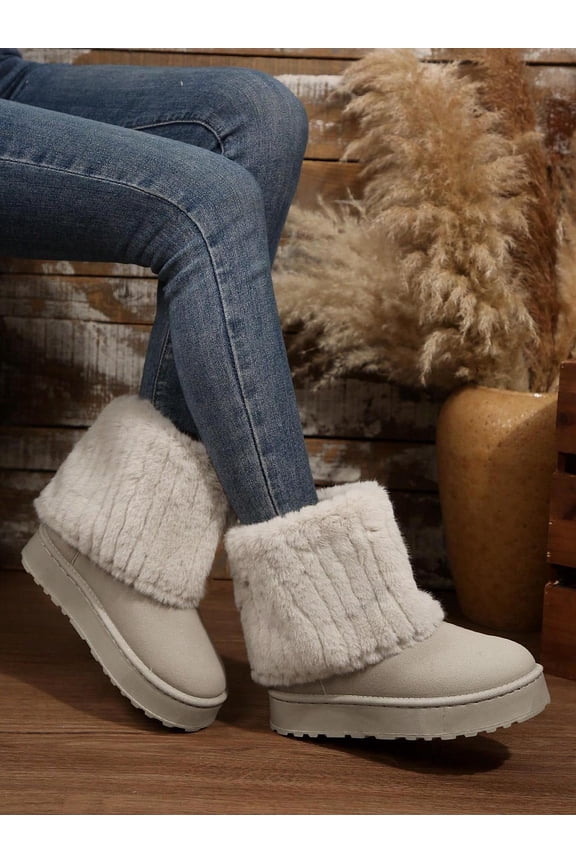 Women Fashion Boots Soft Faux Fur Winter Snow Boots Warm Comfortable Footwear