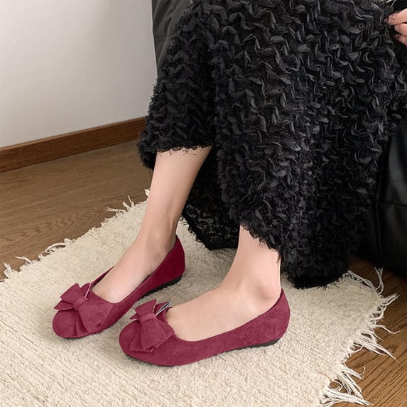 Women Fashion Bowknot Flats Comfort Pointed Toe Dress Shoes