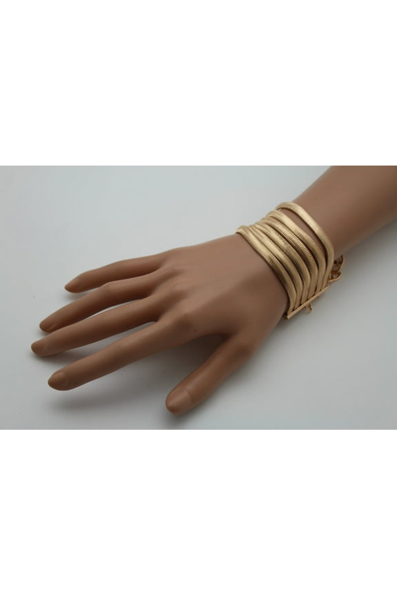 Women Fashion Bracelet Wide Metal 5 Strands Bling Band Fancy Jewelry Dressy Look