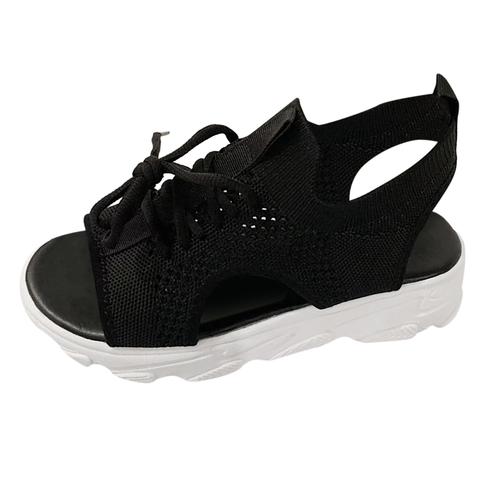 Women Fashion Casual Hollow Out Medium Heel Mesh Sport Thick Sole