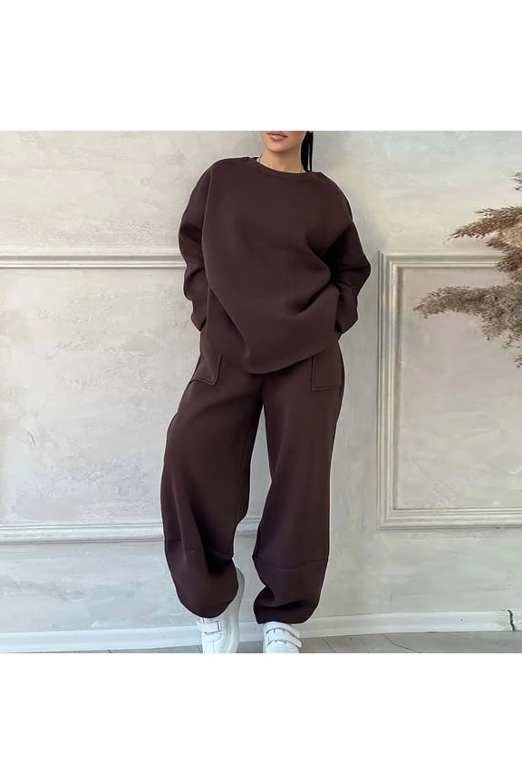 Women Fashion Casual Loose Crew Neck Long Sleeve Hoodie Long Pant Suit Junior Pant Suits Wedding Dress for Guest Women Womens Snow Pants Bibs Formal Pants Suits for Women Evening Weddings Petite Pant