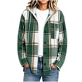 thumbnail image 1 of Women Fashion Casual Plaid Button Hooded Long Sleeve Cardigan Coat With Pocket, 1 of 6