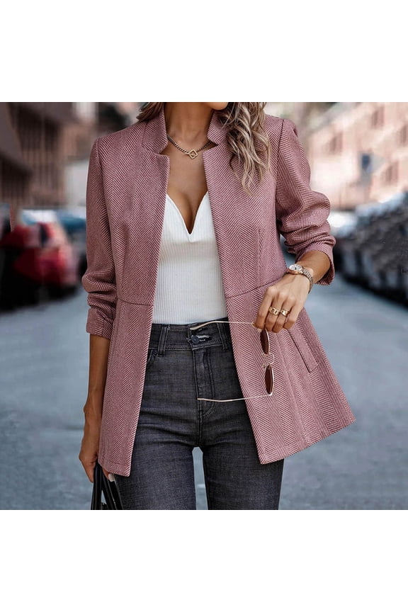 Women Fashion Casual Solid Long Sleeve Suit Cardigan Coat Top Casual Wrap Jacket Womens Casual Light Jackets Winter Shirts for Women Long Sleeve Female down Jacket Big And Tall Zip up Jacket Women