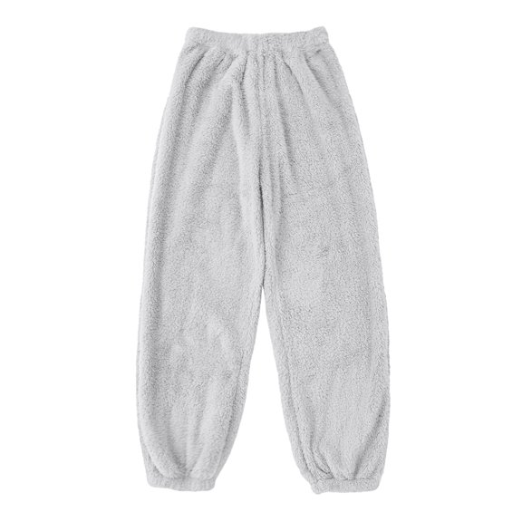 Women Fashion Casual Solid Sports Furry Corset Pants Comfortable Elastic Waist Daily Wear Trousers Lightweight Soft Fabric Comfortable Sweatpants for Women Relaxed Fit Pant