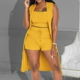 thumbnail image 1 of Women Fashion Casual Stretchy Wear 2022 Solid Color 3 Piece Pants Set Ladies Ribbed Casual Sleeveless Coat Vest And Shorts Suits Tech Suits Womens Board Shorts Bathing Suit Too Woman Bathing Suit, 1 of 4