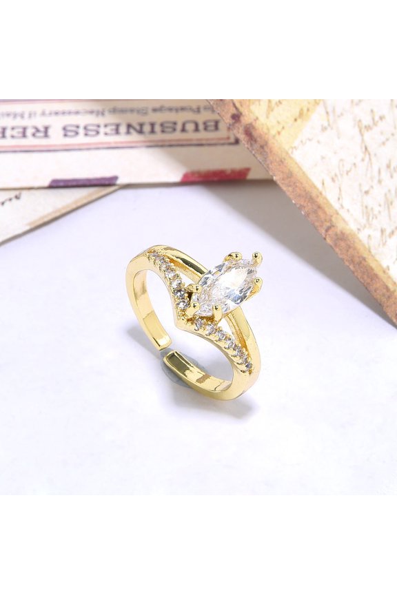 Women Fashion Copper Inlaid Colorful Olive Zircon Ring For Women Elegant Jewelry Everyday Shine For Daily Wear