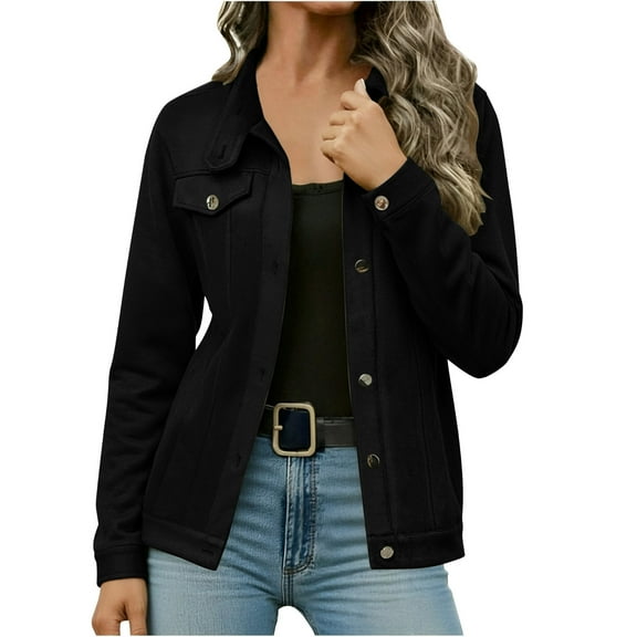 Women Fashion Cropped Jackets, Button down Trendy Coats, Fall Casual Long Sleeve Crop Tops
