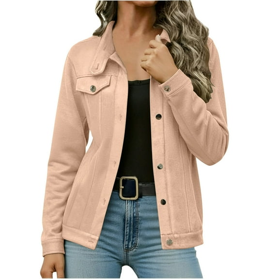 Women Fashion Cropped Jackets, Button down Trendy Coats, Fall Casual Long Sleeve Crop Tops