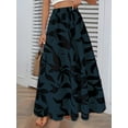 thumbnail image 1 of Women Fashion Elastic Waist Printed Long A-line Skirt Summer High-end Temperament Commuting Drape Pleated Skirt for Women's Size M, 1 of 10
