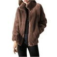 thumbnail image 1 of Women Fashion Faux Fur Coat Winter Thermal Warm Jackets Cardigan Overcoat Open Front Standing Collar Fleece Jacket Zip Up Jacket Coats for Women Winter Coats for Girls, 1 of 5