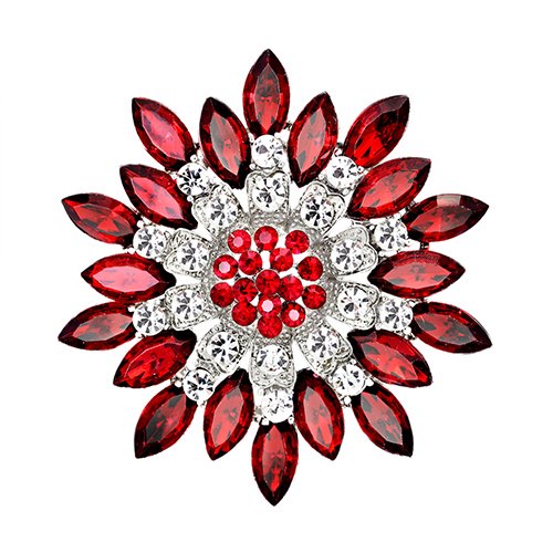 Women Fashion Flower Brooch Crystal Rhinestone Jewelry for Wedding Party Gift