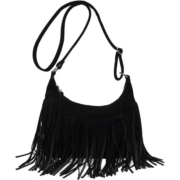 Women Fashion Fringe Purse Crossbody Bags Vegan Suede Hippie Tassel Hobo Shoulder Bag Vintage Handbags