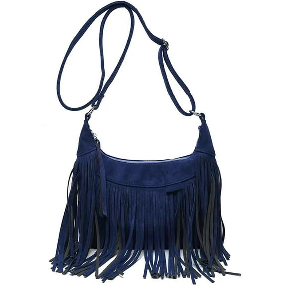 Women Fashion Fringe Purse Crossbody Bags Vegan Suede Hippie Tassel Hobo Shoulder Bag Vintage Handbags