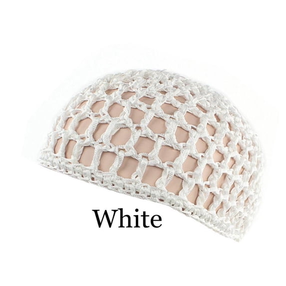 Women Fashion Hair Accessories Crochet Snood Sleeping Cover Turbans Hair Care Cap Wigs Mesh Knit Hair Net WHITE