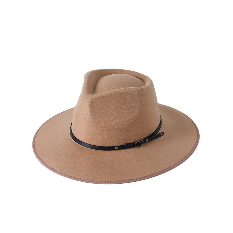 Women Fashion Hat, Retro Felt Panama Hat with Belt Buckle Boho, Wool Wide  Brim Fedora Hat for Fall Winter 