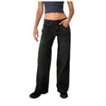 thumbnail image 1 of Women Fashion High Waist Casual Straight Leg Jeans with Pockets Comfortable Stretch Denim Trousers for Everyday Wear, 1 of 2