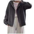 thumbnail image 1 of Women Fashion Hooded Double Zipper Design Sense Knit Cardigan Solid Loose Sweater Coat Top, 1 of 2