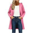 thumbnail image 1 of Women Fashion Hooded Long Pea Coat Notched Lapel Collar Breasted Trench Overcoat Warm Winter Windproof Jackets New Light Weight Jackets Womens Plus Size Pinky M, 1 of 9