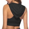 thumbnail image 1 of Women Fashion Hoodie Sports Bra Crop Top - Polyester Spandex Fitness Sportswear with Handkerchief Hemline - S-XL Sizes, Multiple Colors, 1 of 5