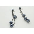 thumbnail image 1 of Women Fashion Hook Earring Set Gunmetal Chain Metal Links Gray Pearl Bead Tassel, 1 of 1