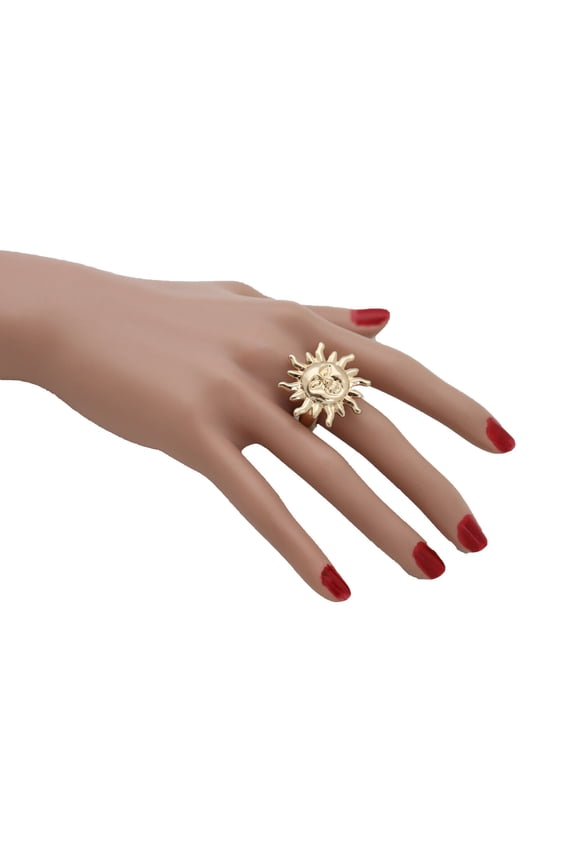 Women Fashion Jewelry Ring Gold Metal Sun Rise Set One Size Band Nautical Ocean