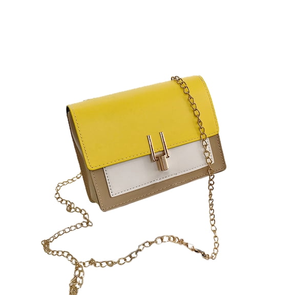 Women Fashion Lattice Clutch Flip Cover Square Small Crossbody Shoulder Bag with Chain Strap Leather