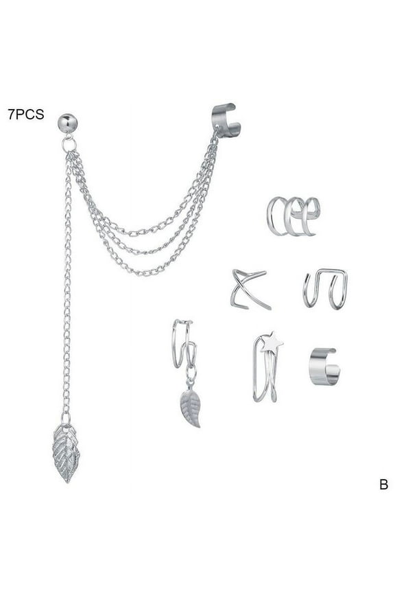 Women Fashion Leaf Chain Tassel Dangle Ear Cuff Wrap Earrings Gifts Lady M1X3