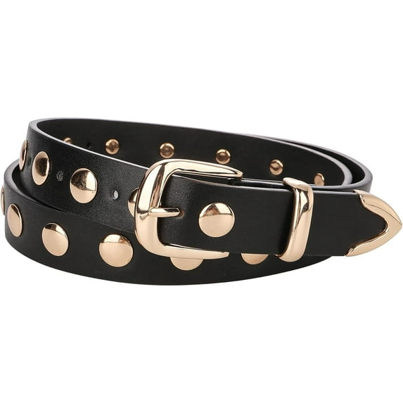 Women Fashion Leather Belt Punk Studded Leather Belt Ladies Belts for Jeans Dress
