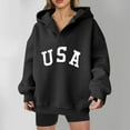 thumbnail image 1 of Women Fashion Letter Pattern Neck Hooded Long Sleeve Casual Hoodie Loose Top Big And Tall Hoodie Zip Hooded Jacket Women Women Zip up Sweatshirts Tall Womens Hoodie Long Sweatshirt Hoodie Snap Hoodie, 1 of 4