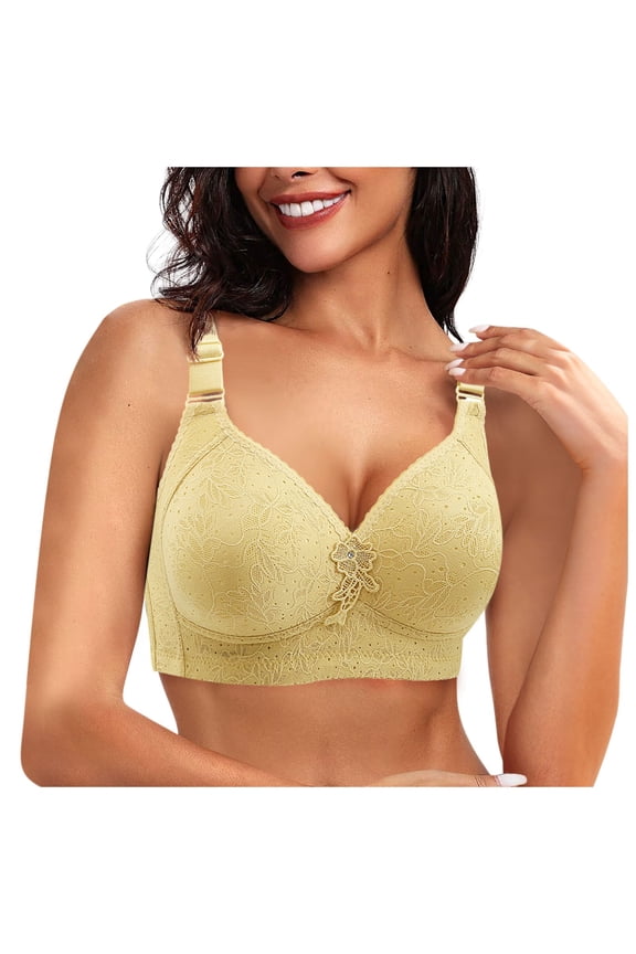 Women Fashion Lingerie Jacquard Breathable Thin Cup Side Up Push Up Shoulder Strap Bra