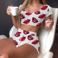 thumbnail image 1 of Women Fashion Lips Print Sleepwear Suit Sexy Pajamas Top Pants Skinng Homewear, 1 of 11