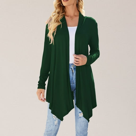 Women Fashion Long Sleeve Cardigan Autumn Lightweight Open Front Draped Mid Long Asymmetric Coat 3x Sweaters for Women plus Size And Cardigan Cardigan Polyester Lightweight Cardigan for Women for