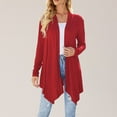 thumbnail image 1 of Women Fashion Long Sleeve Cardigan Autumn Lightweight Open Front Draped Mid Long Asymmetric Coat 3x Sweaters for Women plus Size And Cardigan Cardigan Polyester Lightweight Cardigan for Women for, 1 of 4