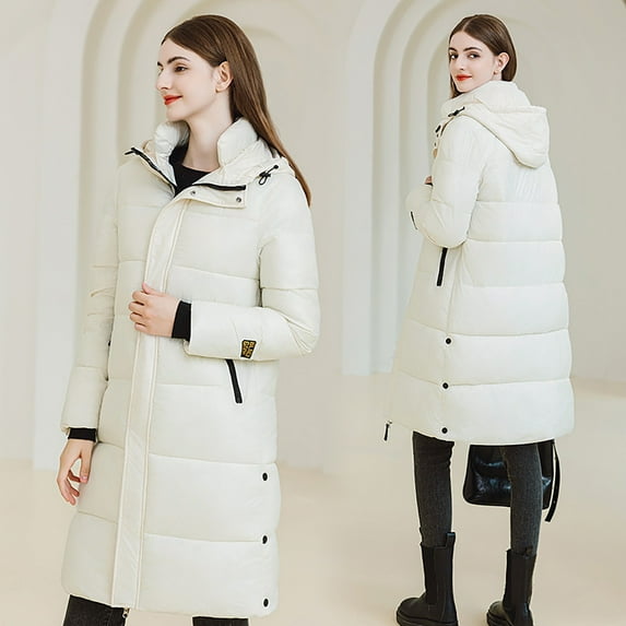 Women Fashion Long Sleeve Solid Color Hooded Long Down Jacket Coat plus Size Jacket for Women Flannel Jackets for Women Warm Sweatshirts for Women Jacket Women Fashion Jacket Women Petite Walking