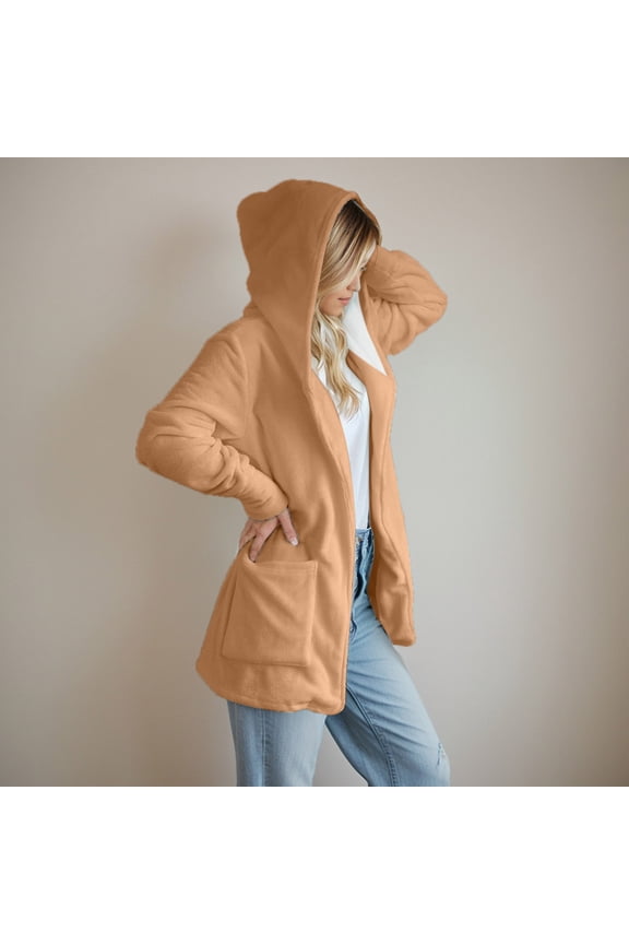 Women Fashion Loose Hoodie Patchwork Top Cardigan Long Sleeve Casual Coat Tan Coat Women Petite Fashion plus Size Women Women Fashion Clothes Women Fashion for Work Casual Casual Dress Jacket for