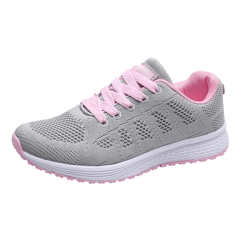 Women Fashion Mesh Round Cross Straps Flat Sneakers Running Shoes