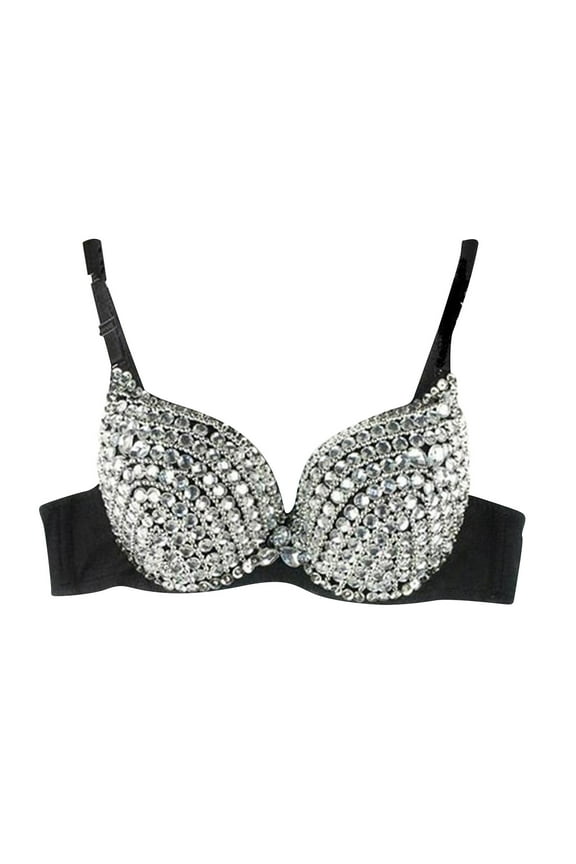 Women Fashion New Punk Lady Goth Silver Studded Bra Seamless Bras