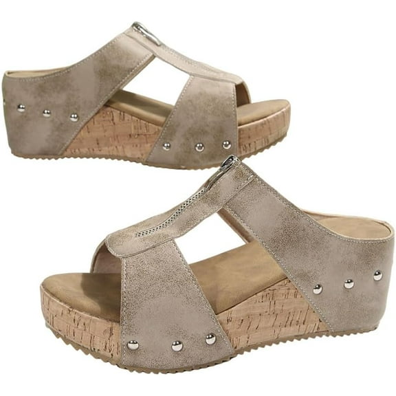 Women Fashion Open Toe Wedge Sandals Comfortable Platform Sandals Wide Sole Sandals