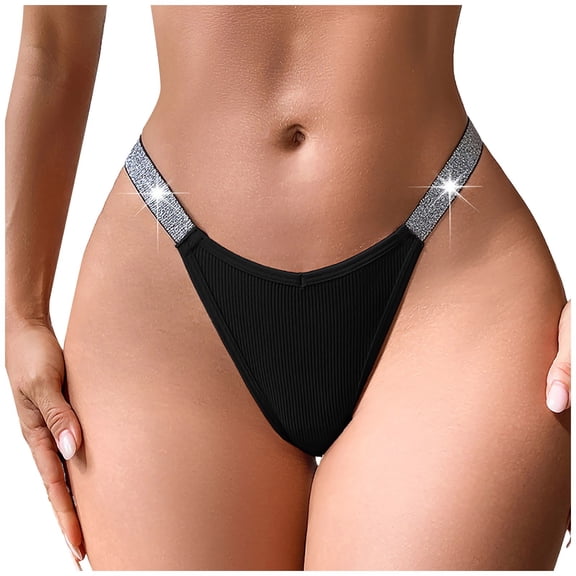 Women Fashion Panties Sexy Silver Ribbon Panties T Shorts Womens Underwear Lace Women plus Size Underwear Spanks for Leather Shorts Lace Matching Satin on Clearance XS Black