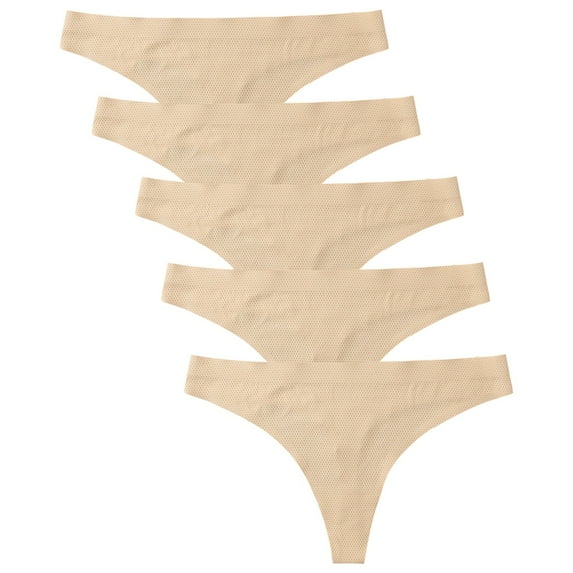 Women Fashion Panties Soft 5 Pack Casual Seamless Dailywear Comfy Lightweight Briefs No Show Breathable Stretch Thong Underpants