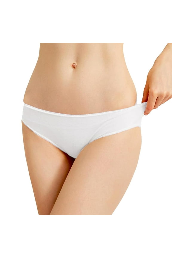 Women Fashion Panties Soft One-Time Travel Stays Cotton White(5Pk) Dailywear Comfy Lightweight Briefs No Show Breathable Stretch Thong Underpants
