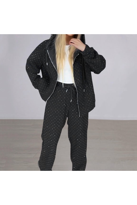 Women Fashion Patchwork Suits Sport Drawstring Hooded Sweatshirt And Long Pants Sets Autumn Winter Loose Two Piece Outfits Features: Dressy Pant Suits for A Wedding Guest Bridal Jumpsuit Womens Ski