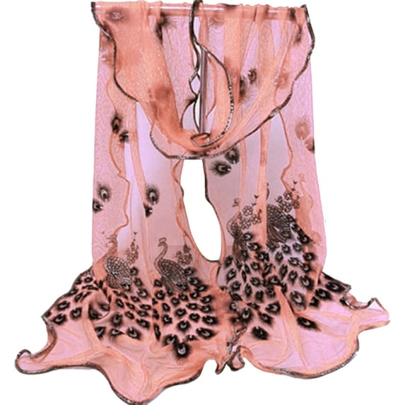 Women Fashion Peacock Flower Embroidered Lace Scarf Long Soft Wrap Shawl Stole