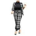 thumbnail image 1 of Women Fashion Plaid Print 2 Piece Outfit Zip Up Long Sleeve Jacket Long Pants Set Work Suits Tracksuit, 1 of 7
