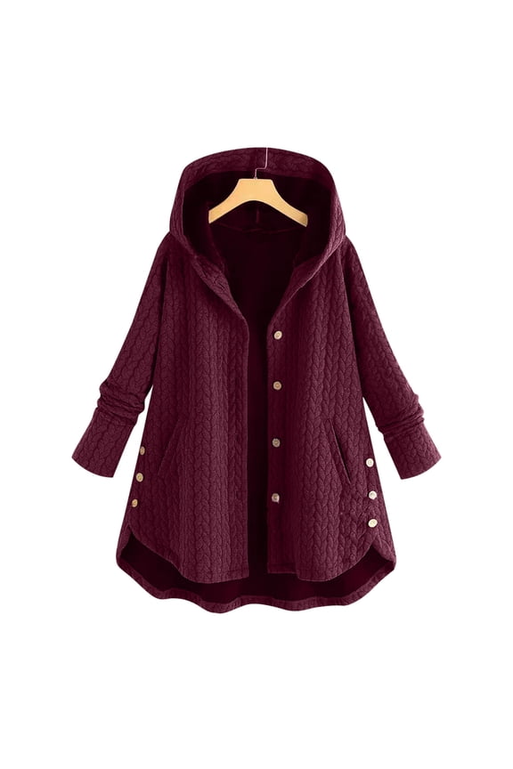 Women Fashion Plus Size Casual Button Pockets High Low Long Sleeve Hooded Coat Womens Anorak Jacket Fitted Jacket Women Lined Cardigan Women Thin Jacket Women Light Jacket for Juniors Ladies Jackets