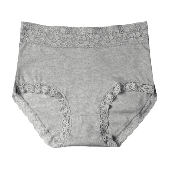 Women Fashion Plus Size Lace High Waist Panties for Comfortable Fit and Everyday Wear Gray L